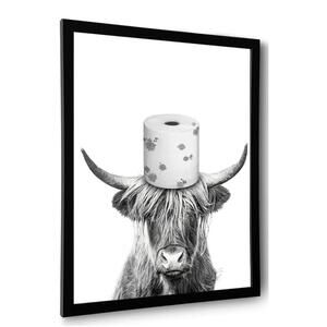 Black And White Highland Cow Framed Wall Art 11x14 NEW Home Decor Bathroom Decor